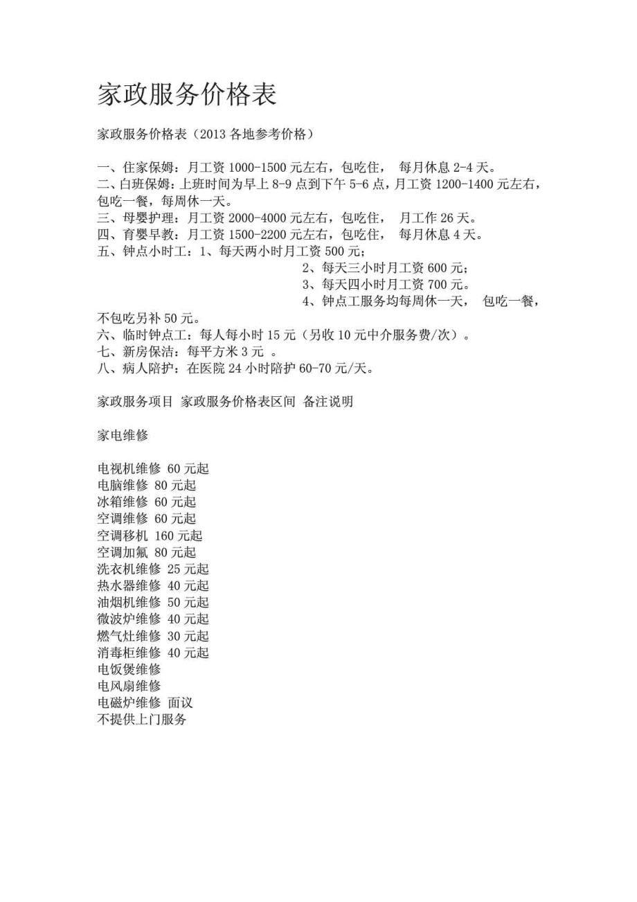 哈尔滨家政服务价格全面解析，费用构成一览表